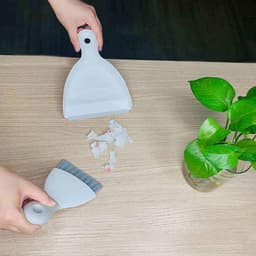 Stoffer en blik - Mini bezem - Bureau schoonmaken - Ergonomisch ontwerp - 1 stuk - Gebroken wit — thumbnail 3