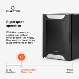 Klarstein Minibar minikoelkast voor kamers, 33 liter minikoelkast voor drankjes en cosmetica, kleine , kleine en stille koelkast, verstelbaar schap, kleine huidverzorgingskoelkast 5-15 °C - 25 dB - voor Hotelkamer voor Partykelder - Compact — thumbnail 3