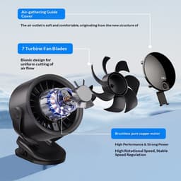 KZQ 360 Graden Draaibare Veiligheidsventilator Met Usb Opladen En Verstelbare Clip - 100 Windsnelheden Van Sterk Abs Materiaal - Voor Thuis Reis En Buiten - Paars — thumbnail 5