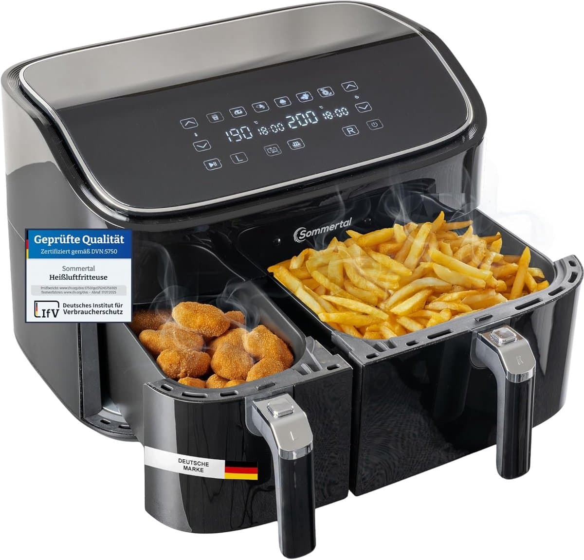 Dubbele Airfryer XL - Hetelucht Friteuse - Airfryer met Dubbele Mand - Grillen — afbeelding 1