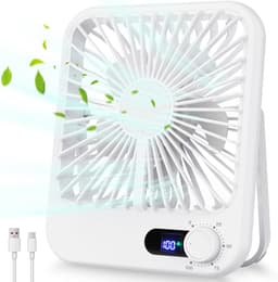 carmdering - Draagbare Ventilator - Oplaadbare Tafelventilator - Persoonlijke Bureauventilator - Digitaal Display - 100 Verstelbare Snelheden - ABS Kunststof - Ultra Stil Design - Ideaal Voor Reizen En Slaap -Wit- 1 Stuk — thumbnail 1