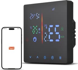 Slimme Thermostaat - Temperatuurregelaar - Energie Besparen - App Bediening - 8.3 x 8.3 cm - Zwart — thumbnail 1