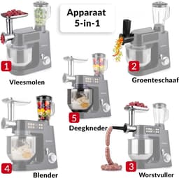 Keukenmachine - Keukenrobot Mixer - Bakken en Koken - Geïntegreerde Weegschaal - 8 Liter Kom - Zwart — thumbnail 5