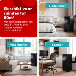 Tomado TMA9002B - Mobiele airco - 9000 BTU Airconditioning - 3 in 1 - Koelen, Ventilator, Ontvochtiger - Afdichtingskit - Tot 80 m3 - Zwart — thumbnail 4