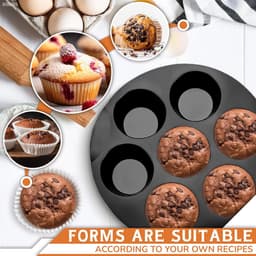 Siliconen Bakvorm - Taartvorm - 7 Cups Non-stick Bakvormpjes - 20.32*20.32*4cm - Herbruikbaar - Bpa-Vrij - Zwart - Bakaccessoire - Airfryer Siliconen Cupcake Bakvorm - Muffin Bakvormen - Geschikt Voor Het Bakken Van Cupcakes, Brownies, Chocolade — thumbnail 6