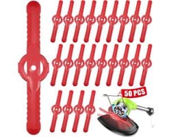Sander Shop 50 stuks kunststof grastrimmers, 135 mm tuinmaaier, vervangende messen, draadloze grasmaaier, snijmessen, grasmaaier, accessoires, gereedschap voor gazon, tuin, boomgaard, bos of pastoraal