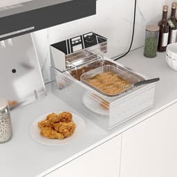 Elektrische friteuse van 5,5 l/11 l, gemakkelijk schoon te maken, commerciële friteuse van 2500 W met temperatuurregeling van 50-220 ° C, roestvrijstalen oliefriteuse voor frites 5.5+5.5L — thumbnail 4