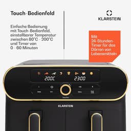 Dubbele Airfryer - Heteluchtoven - Gezond Koken - Twee Kamers - 11 Liter - Zwart Goud — thumbnail 5