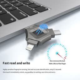 Vingerafdruk U-schijf - Dubbele Interface - Veilige Data Opslag - 64 Vingerafdrukken Mogelijk - 512 GB - Zilver — thumbnail 2
