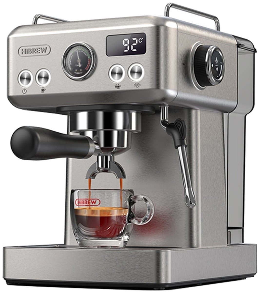 HiBREW 20 bar semi-automatische espressomachine, instelbare temperatuur, 58 mm filterdrager, koud-/warmkoffiezetapparaat, metalen behuizing, H10A — afbeelding 1