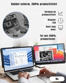 AHD® Professionele Portable Monitor - USB-C - 14 Inch - Draagbare Monitor - Portable Monitor Voor Laptop - Zwart - 2cm x 24cm x 24cm — thumbnail 4