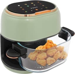 Heteluchtfriteuse - Airfryer Frituurpan - Vetarm Koken - Met Kijkvenster - 4 Liter - Groen — thumbnail 1