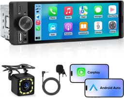 Hexinex - 1 DIN Carplay Autoradio - met 6,36 inch IPS-touchscreen - USB externe microfoon Achteruitrijcamera — thumbnail 1