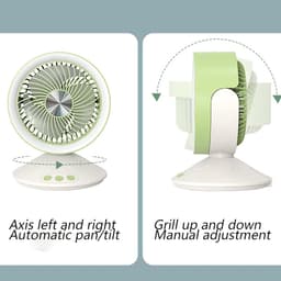 Tafelventilator - Draagbare ventilator - Luchtcirculatie thuis - 4 snelheden met nachtlicht - 160x215mm - Grasgroen — thumbnail 3