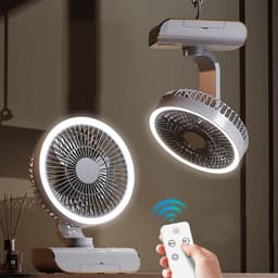 Circulating Fan - Remote Control Wall Fan | Rocks Left & Right, 5 Wind Speeds, 2 Speed Lights for Bedside Table, Shelf, Living Room — thumbnail 3