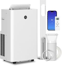 4-in-1 Mobiele Airco - Draagbare Airconditioner - 4-in-1 Koelen, Ontvochtiger, Ventilator & Slaapstand - 12000 BTU - voor 18-35 m² - met Afstandsbediening, Wifi en Spraakbediening & 24-uurs Timer - Wit — thumbnail 1
