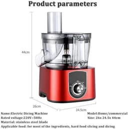 Elektrische Groentesnijder - Voedselhakker Keuken - Professioneel Snijden - 5L Glazen Kom - 600W Motor - Zilver — thumbnail 4