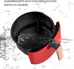 Airfryer, Kleine Airfryer, Airfryer met minder olie, 1200W Airfryer Oven Pizza Cooker, Bakmand met antiaanbaklaag, Bescherming tegen oververhitting, Timer+Temperatuurregeling Airfr — thumbnail 5