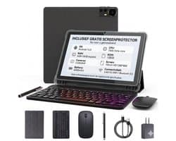 YSM - Tablet met Toetsenbord en Muis - 128GB Opslag - 10.1 Inch HD Scherm - Octa-Core - Android 16.0 - Zwart