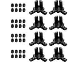 8 x 3-Way Hoekverbinders voor T-Groove Aluminium Extrusie Profiel 2020, M4 Magnet Schroef, Zwart, Geschikt voor Verbindingen en Montage