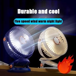 Draagbare bureauventilator houdt u altijd en overal koel en comfortabel. Oplaadbaar via USB, met een afneembare en wasbare voorkap. Geschikt voor thuis, op kantoor, buitenactiviteiten, studentenkamers, als cadeau en voor op reis. — thumbnail 4