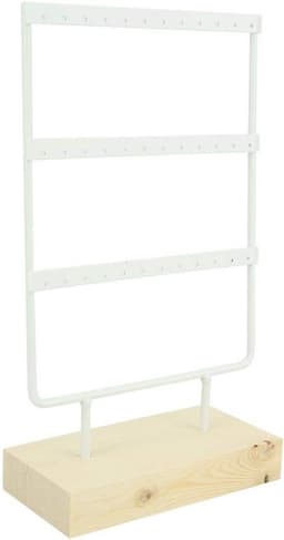 Sieradenopbergrek met 36 Gaten - Metaal Sieraden Display Stand voor Oorbellen en Kettingen met Houten Basis — thumbnail 4