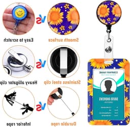 Uitbreidbare ID Kaarthouder met Koord en Karabiner - Waterdichte ID Kaart Houder voor Onderwijs, Zorg en Evenementen - 7 x 11 cm, Verwijderbare Sleutelhanger — thumbnail 3