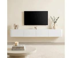 Hangend TV-meubel - Lowboard Wandmontage - Woonkamer Inrichten - Met LED Verlichting - 140 cm Breed - Wit