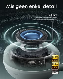 soundcore Space 2 by Anker, Active Noise Cancelling Koptelefoon, Comfortabele Pasvorm, 50H Speeltijd, LDAC Hi-Res Draadloze Audio, Dual Connection, Helderre Gesprekken, Bluetooth 6.1, Nap Mode, Draagdetectie — thumbnail 11