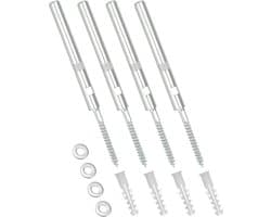 Set van 4 Onzichtbare Wandplank Beugels Ø12x120mm, Drijvende Plank Beugels van Staal - Draagvermogen 20 kg - Inclusief Ringen en Pluggen voor Eenvoudige Montage