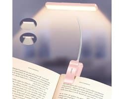 Boeklamp met 32 LED's - Leeslampje Cliplamp - Lezen in bed - 360° Flexibele Arm - 314 cm - Lichtroze