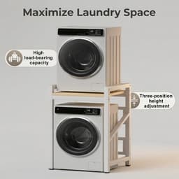Wasmachine Droger Stapelkit - Wasrek Verhoger - Ruimte Besparen - Verstelbare Hoogte - 73 x 63 x 105 cm - Zwart — thumbnail 4