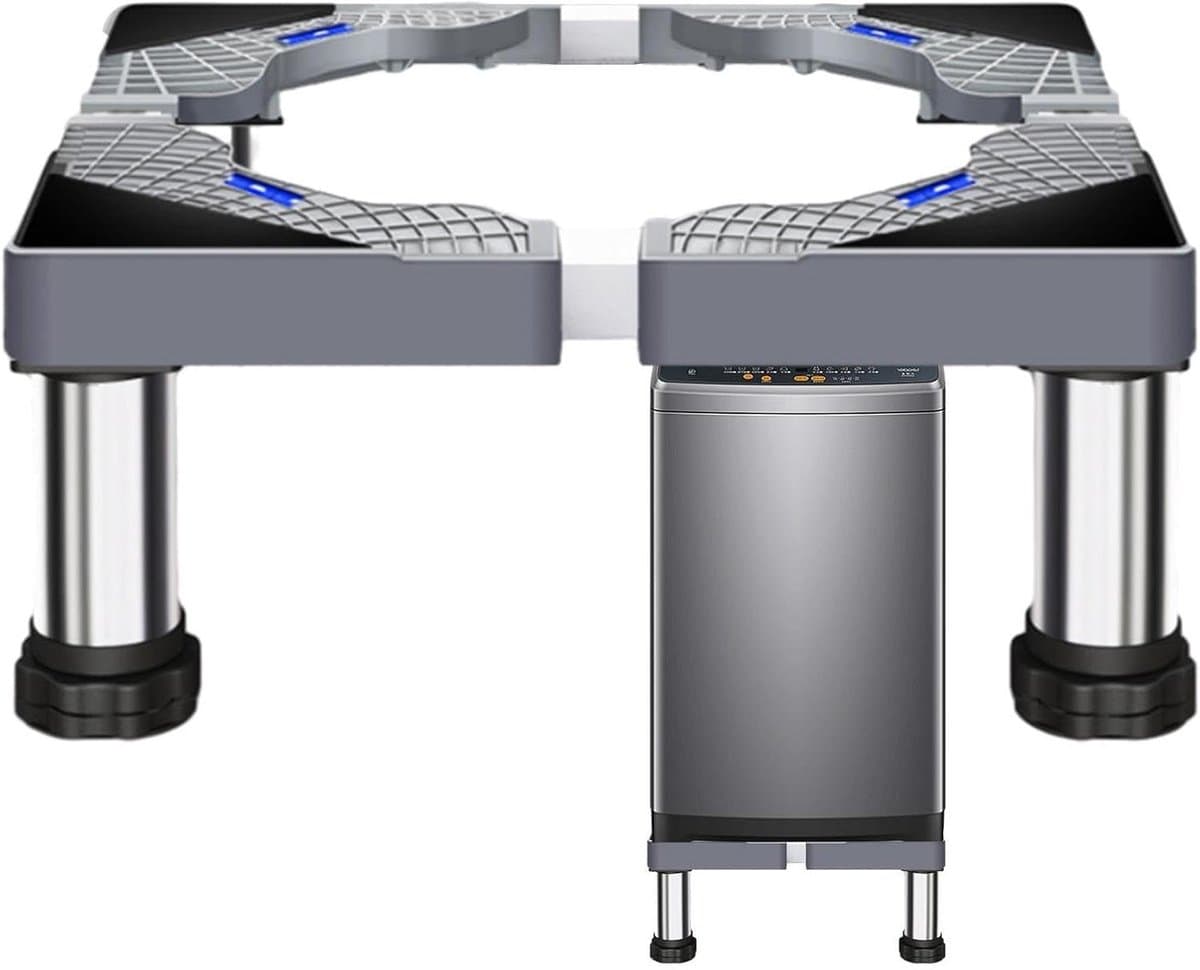Wasmachine Voetstuk - Apparaat Basis - Huishoudelijk Gebruik - Verstelbare Lengte - 60x60x20cm - Zilver — afbeelding 1