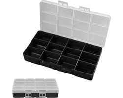 Screw organizer box met 12 compartimenten, versterkte deksel, perfect voor werkplaats, DIY-projecten en kleine onderdelen zoals moeren en ringen