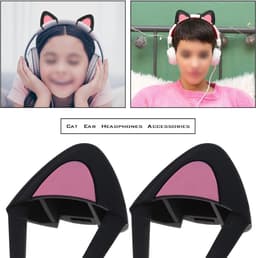 Kattenoren Hoofdtelefoon Accessoires - Decoratie Oortjes - Gaming Headset Personaliseren - Verstelbare Siliconen Band - 2.8-3.8 cm Breedte - Zwart — thumbnail 5