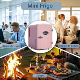 NETTLIFE Mini Koelkasten 4L - Mini-Koelkasten - 12V/230V Auto Aansluiting - 25dB - Vrijstaand - Geschikt voor dranken cosmetica voedsel - Minikoelkast ideaal - voor in de auto - kamer - camping - kantoor - Roze — thumbnail 5