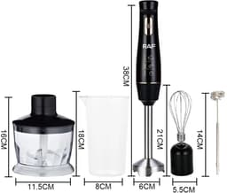RAF - Staafmixer Set - 5-in-1 - Hand Blender - Elektrische Handmixer - Klopper - Staafmixer - BPA-vrij - Extreem Krachtig - Hakmolen - Garde - Maatbeker - Mengstaaf - Ook voor IJsklontjes - Complete Set - Melkopschuimer - Foodprocessor — thumbnail 5