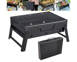 IBBO® - Opvouwbare BBQ -Draagbare opvouwbare grill met rooster -Portable Vouw Barbecue - Festival BBQ - Camping - Tafel - Zomer - Rechthoekig - 40 x 27 x 20cm - Zwart