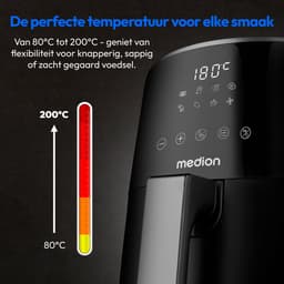 MEDION Airfryer P40 L (4,7 liter, Heteleuchtfriteuse, 1500 watt, eenvoudige bediening, olievrij frituren, 60 min timer, tot 200° C, antiaanbaklaag, MD13030) zwart — thumbnail 10