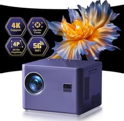 Mini Beamer - Projector - LED Digitale Projector - Draagbaar - met Elektrische Focus - 6D - 4P Keystone Correctie - Zoom - 5G WiFi - Bi-Channel - Bluetooth 20000L - 1080P - 500 ANSI - Compatibel - TV - Smartphone - Tablet - Laptop — thumbnail 1