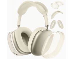 Beschermset voor Apple AirPods Max - 3-delige Set - Hoofdband Cover, Oorkap Beschermers & Reishoes - Siliconen & Hardcase - Airpods Hoesje - Beige