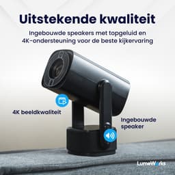 LumeWorks Nova Pro Mini Beamer Editie 2025 - Projector - 4K Support - Geschikt voor IOS en Android - Android 11 - Draagbaar - Thuisbioscoop - Zwart — thumbnail 3