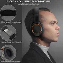StayPowered Hoofdtelefoon - Kraakhelder Geluid - Maximaal Comfort - Ultrabrede Compatibiliteit - Knoopvrij Nylon Koord - Lichtgewicht & Opvouwbaar - Ingebouwde Microfoon - Verstelbaar Design - Zwart/Goud - Levering Sneller Dan Aangegeven! — thumbnail 4