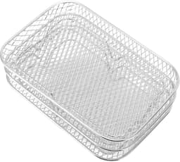 3 delige - kookrek - grillrek - Geschikt voor Airfryer Rek - Dehydratorrek voor airfryer ove - gelaagde dehydrator rekken - stapelbaar - meerlagig roestvrijstalen droogrek - rechthoekig - RVS - zilver - 19*13*9 cm — thumbnail 3