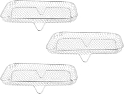 3 delige - kookrek - grillrek - Geschikt voor Airfryer Rek - Dehydratorrek voor airfryer ove - gelaagde dehydrator rekken - stapelbaar - meerlagig roestvrijstalen droogrek - rechthoekig - RVS - zilver - 19*13*9 cm — thumbnail 6