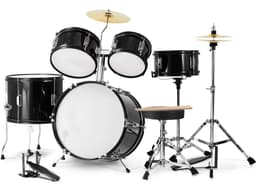 Kinderdrumset, 5-delig, 16-Inch Beginnersdrumstel met Verstelbare Kruk, Bastoms, Snare, Vloertrommel, Cimbalen, Hihatpedaal en Twee Paar Drumstokken — thumbnail 2