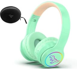 StayPowered Kinder Bluetooth Hoofdtelefoon - Perfect voor School & Reis - Veilig Volumeniveau - Heldere Geluidskwaliteit - met LED - Draadloos & Bekabeld - Versterkt Materiaal - Lange Batterijduur - Groen - Levering Sneller dan Aangegeven! — thumbnail 1