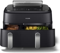 Philips 5000 Series Dual Basket Airfryer - NA551/00 - Stoomfunctie - Dubbele Mand - 9L - Tot 6 Personen — thumbnail 2