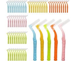 Interdentale Borstels voor Tandenreiniging - 60 Stuks in 5 Maten - L-vormige Tandenborstels voor Tussenruimtes