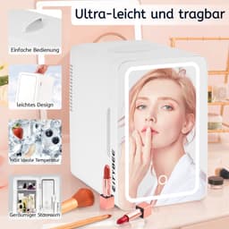 NETTLIFE Skincare Fridge - Mini Koelkast - Make-up Koelkast met Spiegel - Skincare Koelkast met LED Verlichting - Wit - Stil - Beauty Fridge - voor Auto | kamer - 6 Liter — thumbnail 3